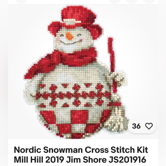 NWT Nordic Snowman Cross Stitch Kit Mill Hill 2019 Jim Shore JS201916 - Picture 2 of 6